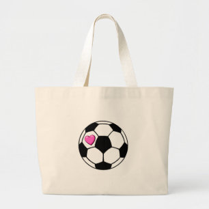 Soccer Ball Pink Hrt Large Tote Bag
