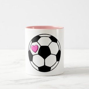 Soccer Ball Pink Hrt Two-Tone Coffee Mug