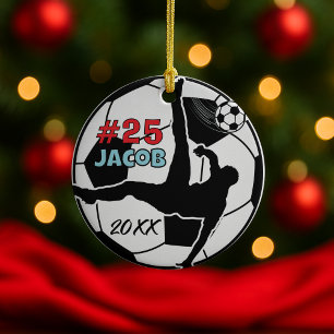 soccer ball player football holiday keepsake ceramic tree decoration