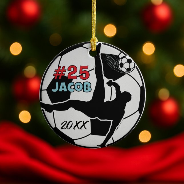 soccer ball player football holiday keepsake ceramic tree decoration (Creator Uploaded)