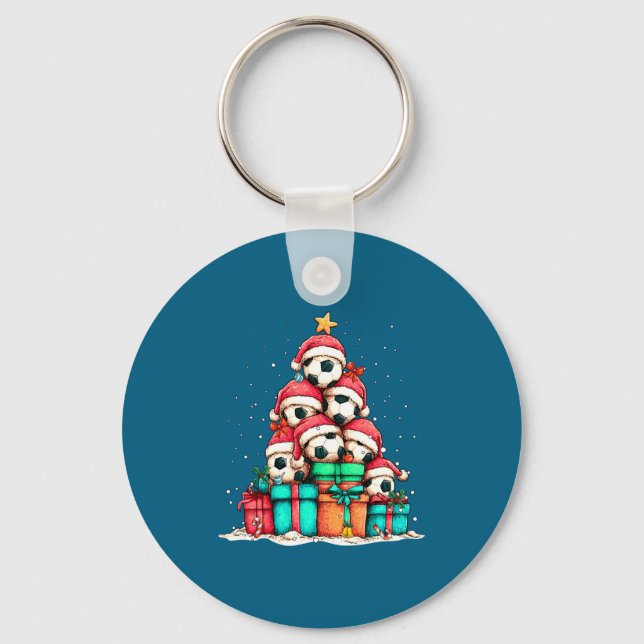 Soccer Ball Player Le Christmas Tree Xmas Long Sle Key Ring (Front)