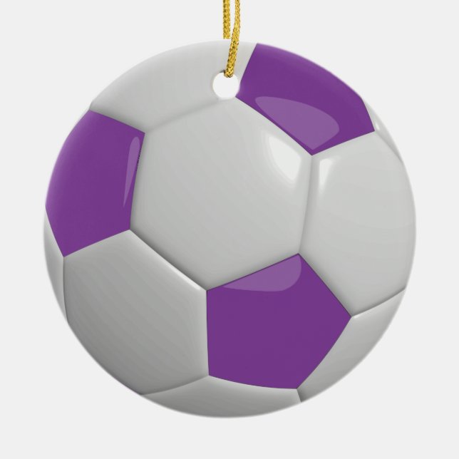 Soccer Ball | Purple Ceramic Tree Decoration (Front)