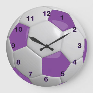 Soccer Ball   Purple Large Clock