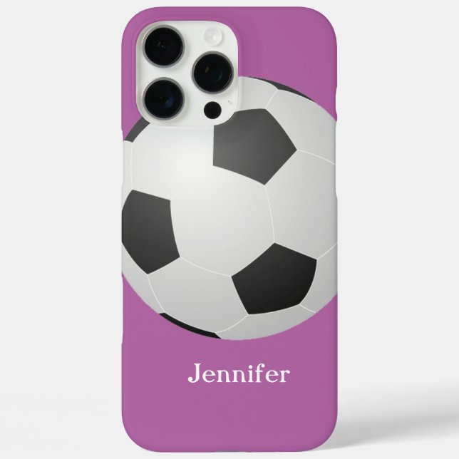 Soccer Ball, Purple, Personalised Name Case-Mate iPhone Case (Back)