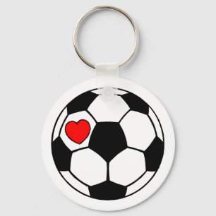 Soccer Ball (Red Heart) Key Ring
