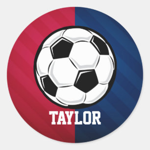 Soccer Ball; Red, White, and Blue Classic Round Sticker