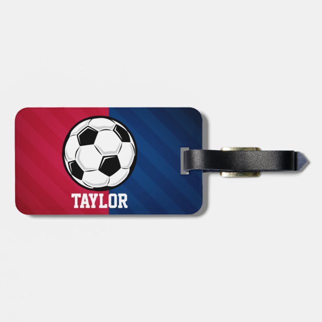 Soccer Ball; Red, White, and Blue Luggage Tag (Back Horizontal)
