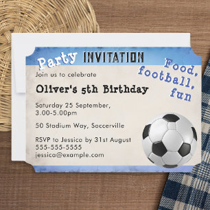 Soccer Ball Retro Football Kids Birthday Party Invitation