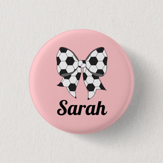 Soccer Ball Ribbon Bow Custom Button (Front)