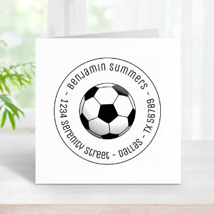 Soccer Ball Round Address Rubber Stamp