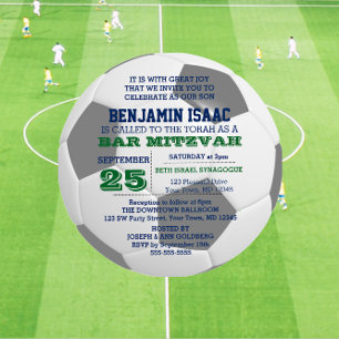 Soccer Ball Round Bar Mitzvah Photo Invitation