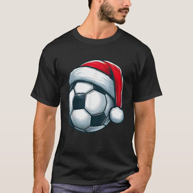 Soccer Ball Santa Hat Christmas Xmas Sporty Boys G T-Shirt (Front)