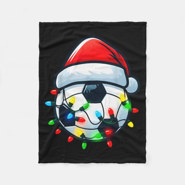 Soccer Ball Santa Hat Xmas Pajamas Players Toddler Fleece Blanket (Front)