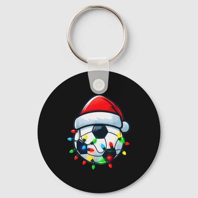 Soccer Ball Santa Hat Xmas Pajamas Players Toddler Key Ring (Front)