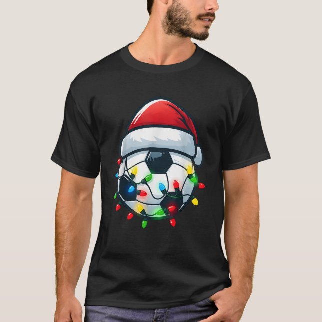 Soccer Ball Santa Hat Xmas Pyjamas Players Toddler T-Shirt (Front)