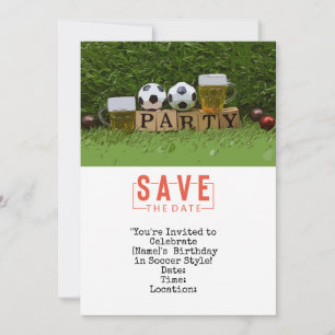 Soccer ball Save the date for Birthday Party Invitation