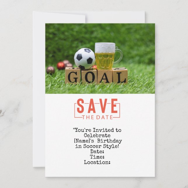 Soccer ball Save the date for  Birthday Party  Invitation (Front)