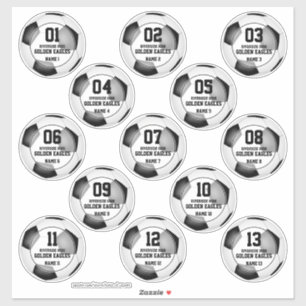 soccer ball set of 13 personalised stickers