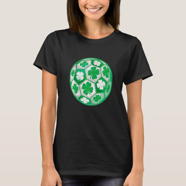 Soccer Ball Shamrock St Patricks Day Funny Irish S T-Shirt (Front)