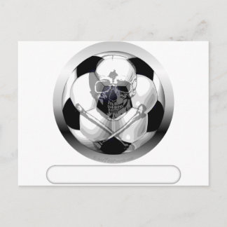 Soccer Ball Skull and Crossbones Postcard