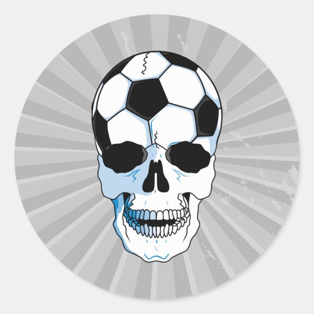 soccer ball skull head classic round sticker (Front)