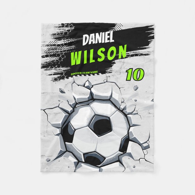 Soccer Ball Smash Custom Fleece Blanket (Front)
