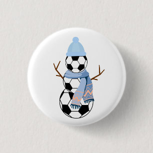 Soccer ball Snowman. 3 Cm Round Badge