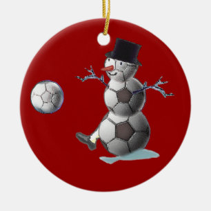 Soccer Ball Snowman Ceramic Tree Decoration