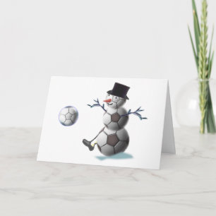 Soccer Ball Snowman Christmas Holiday Card