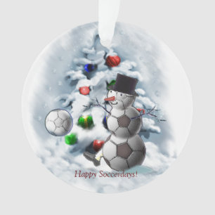 Soccer Ball Snowman Christmas Ornament