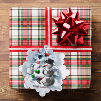 Soccer Ball Snowman Christmas Tree Decoration Card