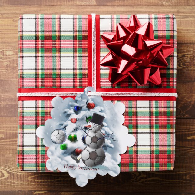 Soccer Ball Snowman Christmas Tree Decoration Card (Insitu (Gift))