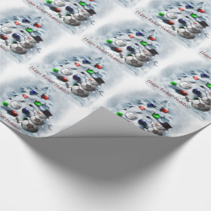Soccer Ball Snowman Christmas Wrapping Paper