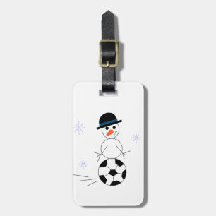 Soccer Ball Snowman Luggage Tag