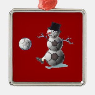 Soccer Ball Snowman Metal Tree Decoration