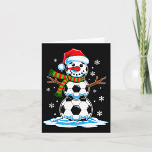 Soccer Ball Snowman Santa Hat Winter Sports Fun Card
