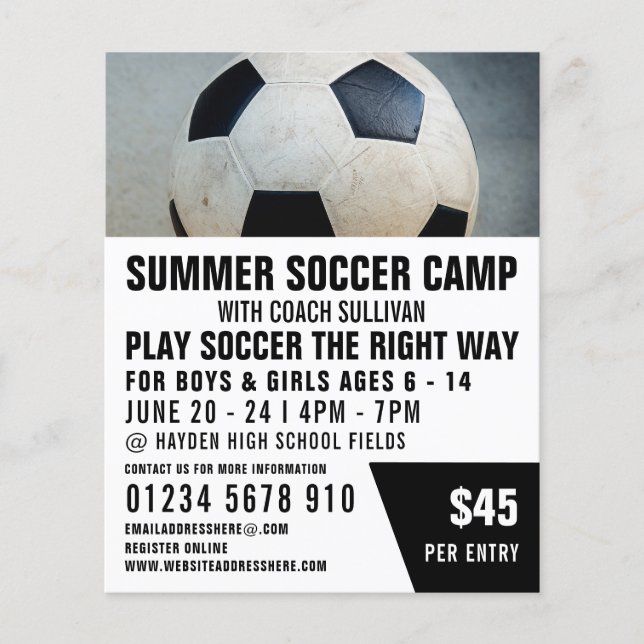 Soccer Ball, Soccer Camp Advertising Flyer (Front)