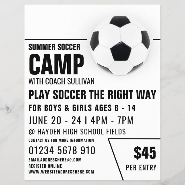 Soccer Ball, Soccer Camp Advertising Flyer (Front)