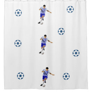 Soccer Ball/Soccer Player Design Shower Curtain