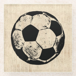 Soccer Ball Sports Art Vintage Soccer Glass Coaster