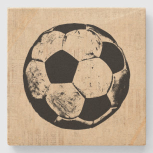 Soccer Ball Sports Art Vintage Soccer Stone Coaster