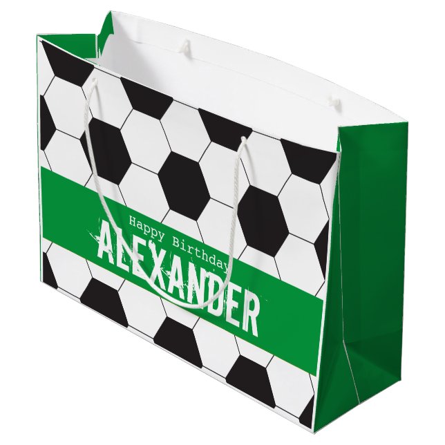 Soccer Ball Sports Happy Birthday Large Gift Bag (Back Angled)