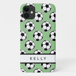 Soccer ball sports pattern personalised name iPhone 11 case