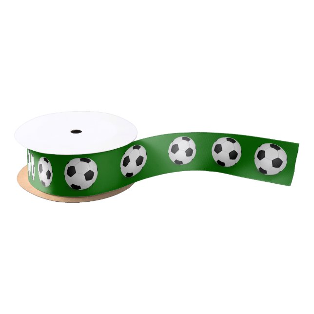Soccer Ball Sports Satin Ribbon (Spool)