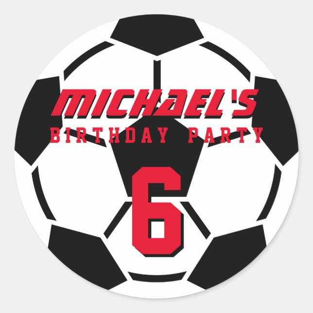 Soccer Ball Sports Team Birthday Party Stickers (Front)