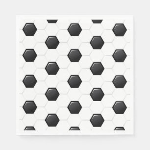 Soccer Ball Sports White Black Game Kids Fun Napkin