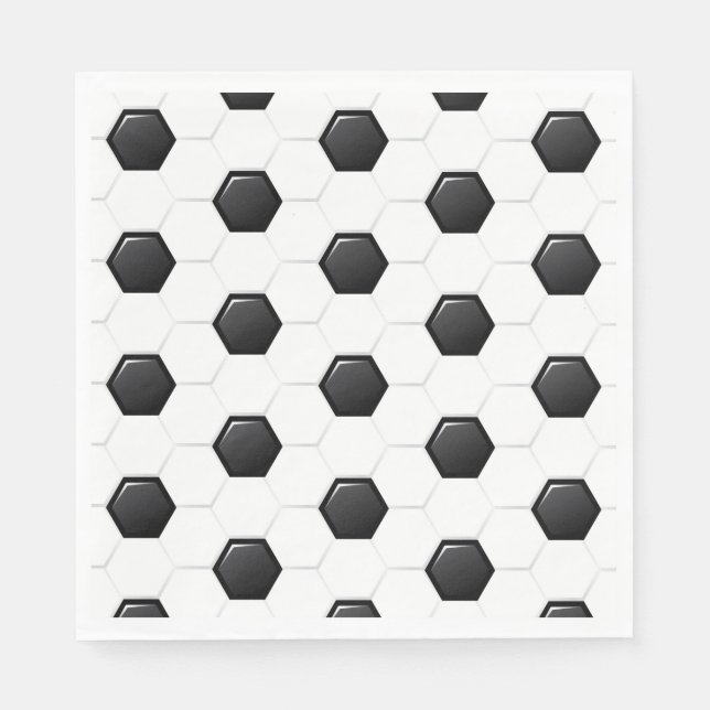 Soccer Ball Sports White Black Game Kids Fun Napkin (Front)