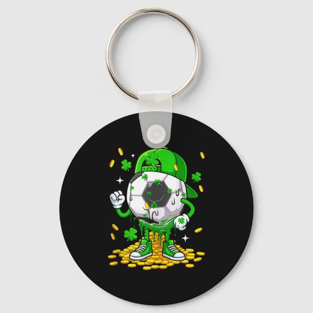 Soccer Ball St. Patricks Day Player Funny Costume  Key Ring (Front)