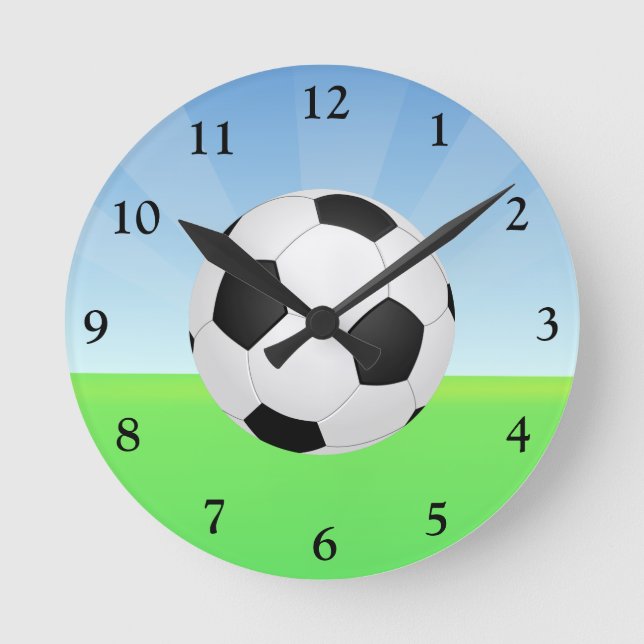 Soccer Ball Sunny Day Round Clock (Front)
