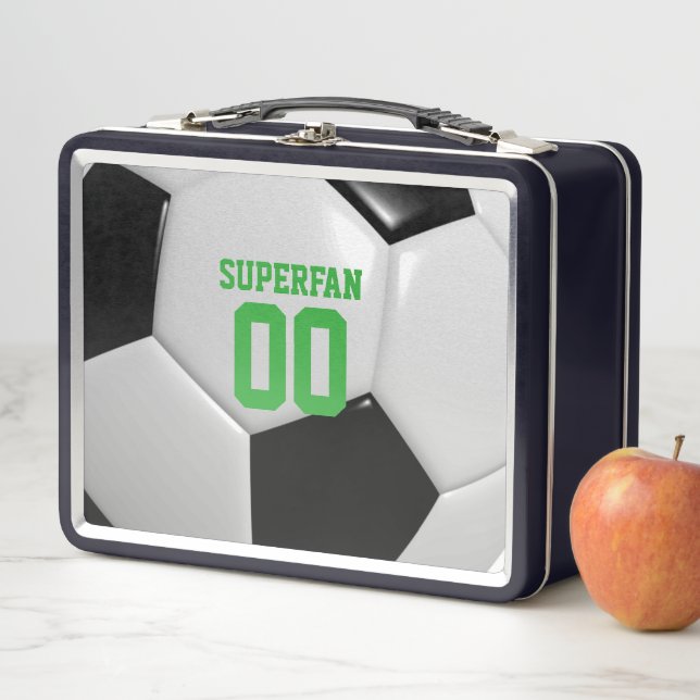 Soccer Ball Super Fan Personalised Metal Lunch Box (In Situ)